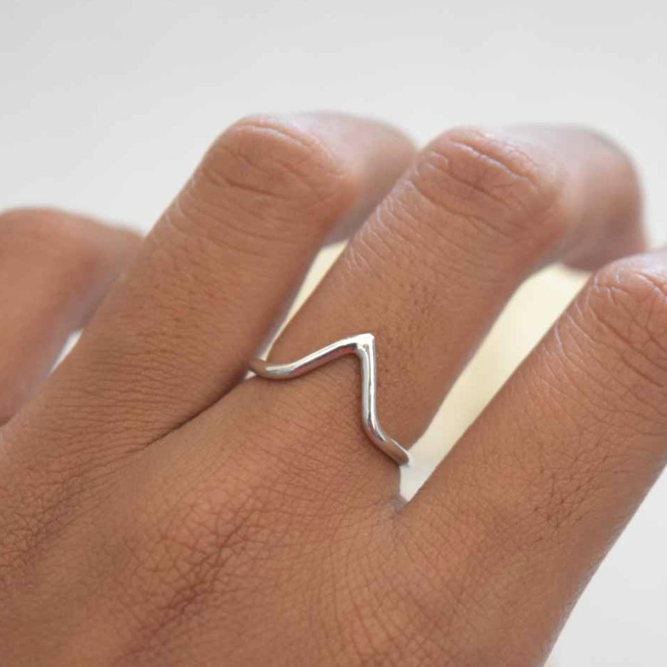 Plain Silver Triangle Ring .935 Sterling Silver