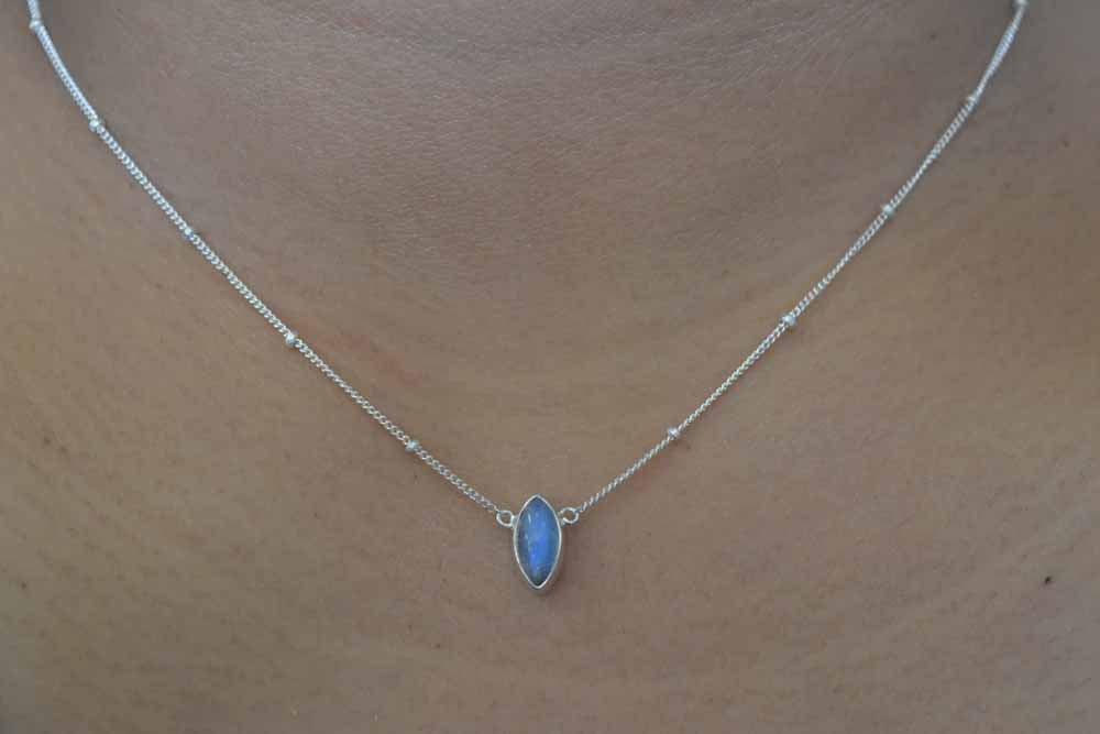 Rainbow Moonstone Necklace .925 Sterling Silver