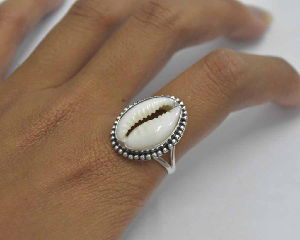 Cowrie Shell Small Ring .925 Sterling Silver