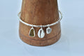 Seaglass Brown, Cowrie, Aquamarine Bracelet .925 Sterling Silver