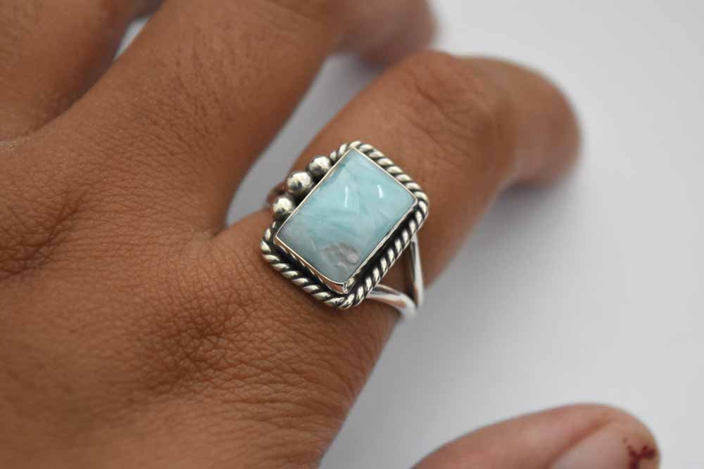 Larimar Ring .925 Sterling Silver