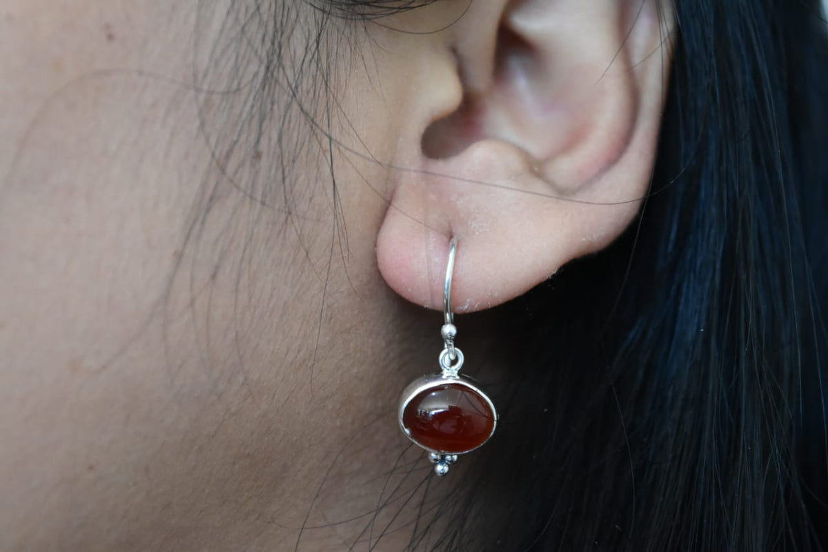 Cornelian Earring .925 Sterling Silver