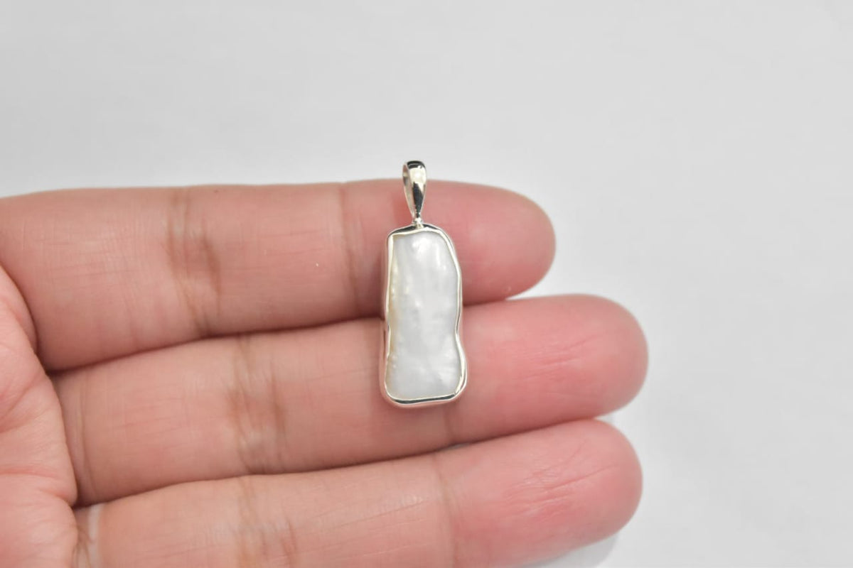 Pearl Biwa Pendant .925 Sterling Silver