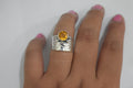 Citrine Hammer Ring .925 Sterling Silver