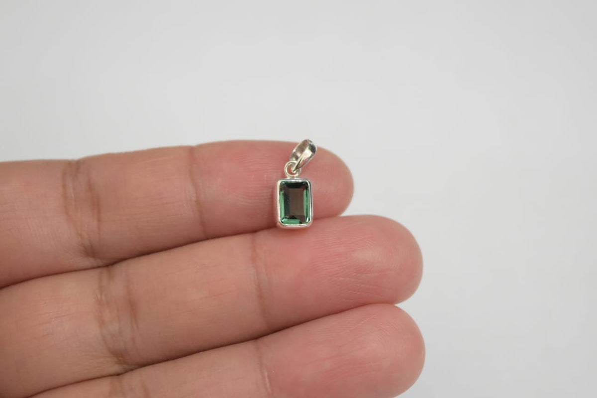 Green Emerald Pendant .925 Sterling Silver