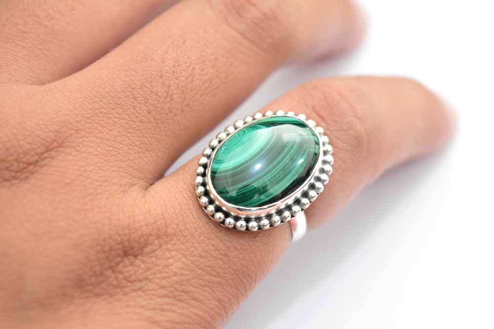 Malachite Ring .925 Sterling Silver