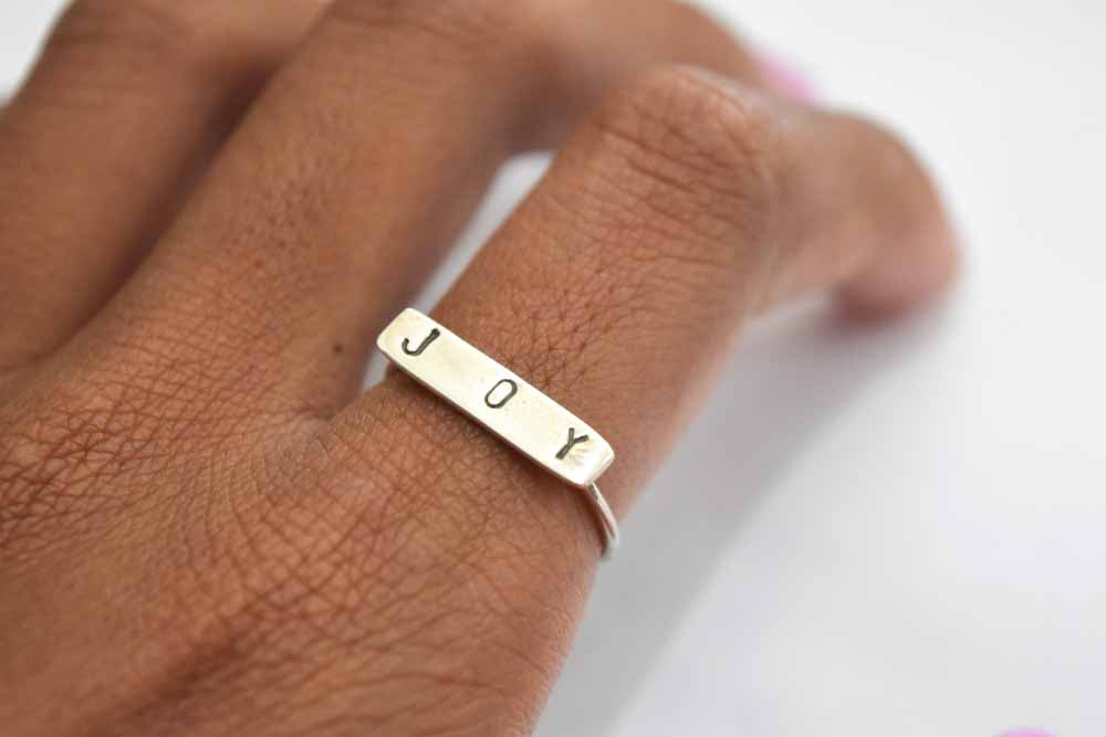 Crafted Joy Stamp Ring .925 Sterling Silver