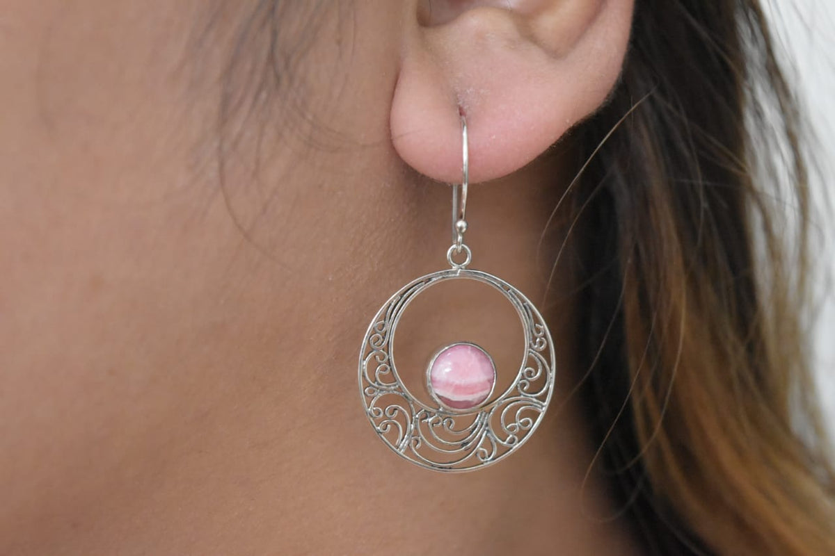 Rhodocrosite Earring .925 Sterling Silver