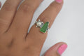 Seaglass Green + Turtle Ring .925 Sterling Silver