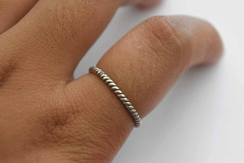 Plain Silver Water Rope Ring .925 Sterling Silver