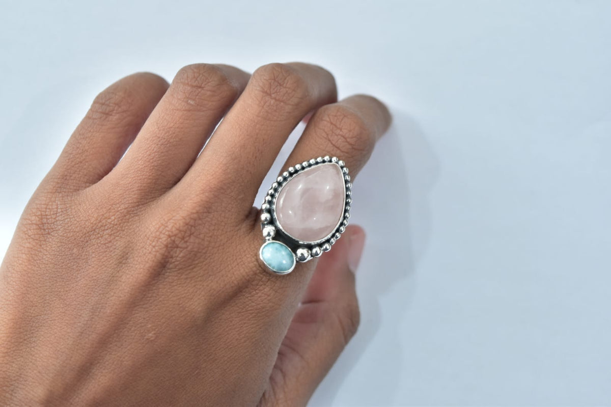 Rose Quartz Ring .925 Sterling Silver