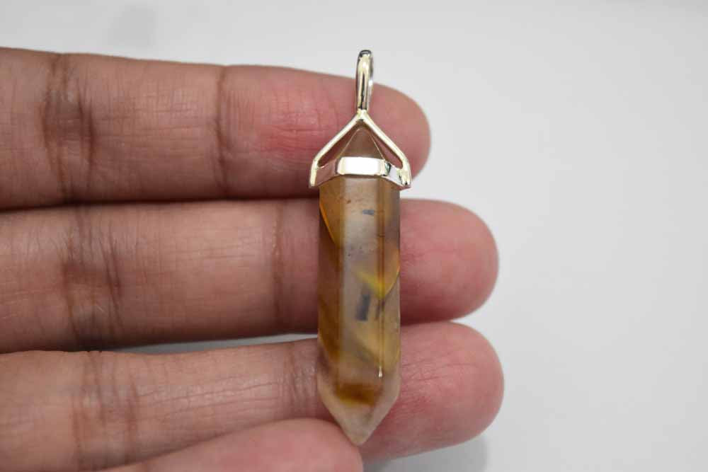 Crystal Agat Cornelian Pendant .925 Sterling Silver