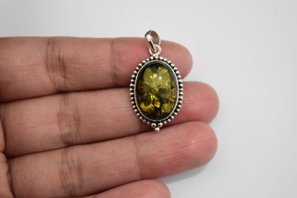 Amber Pendant .925 Sterling Silver