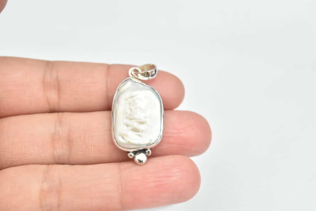 Pearl Biwa Mix Shape Pendant .925 Sterling Silver