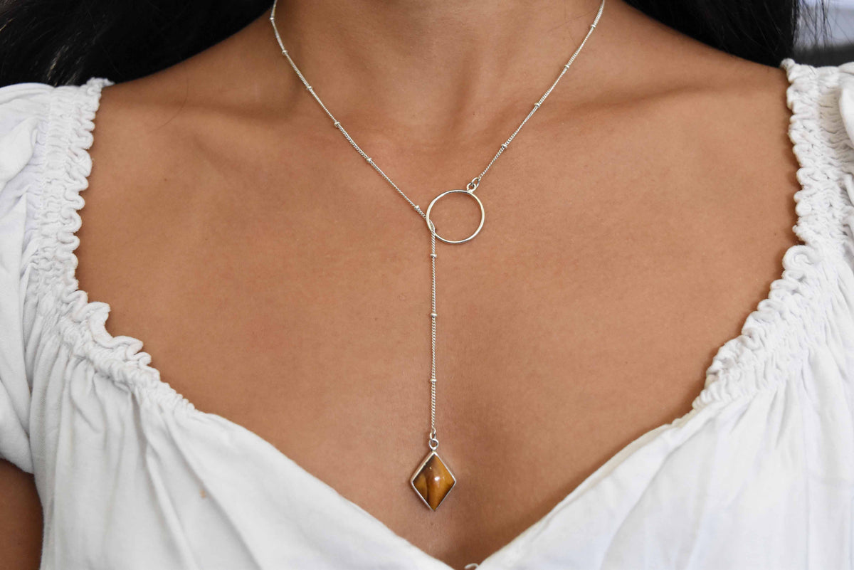 Tiger Eyes Necklace .925 Sterling Silver