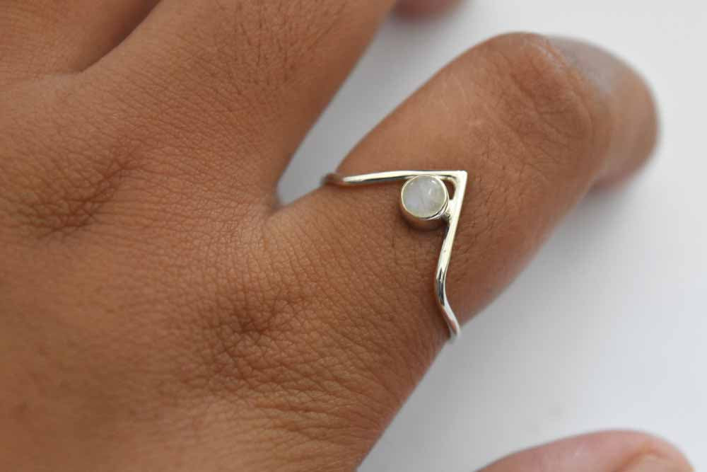 Rainbow Moonstone Ring .925 Sterling Silver