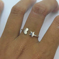 Plain Silver Stars and Heart Ring .925 Sterling Silver
