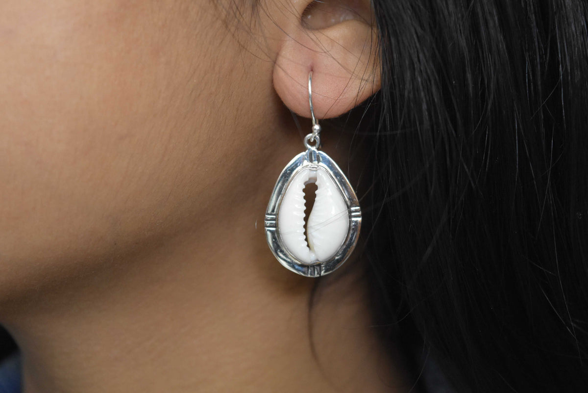 Cowrie Shell Earring .925 Sterling Silver