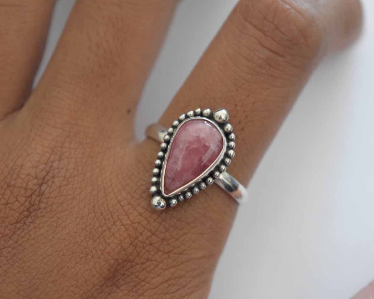 Rhodochrosite Ring .925 Sterling Silver