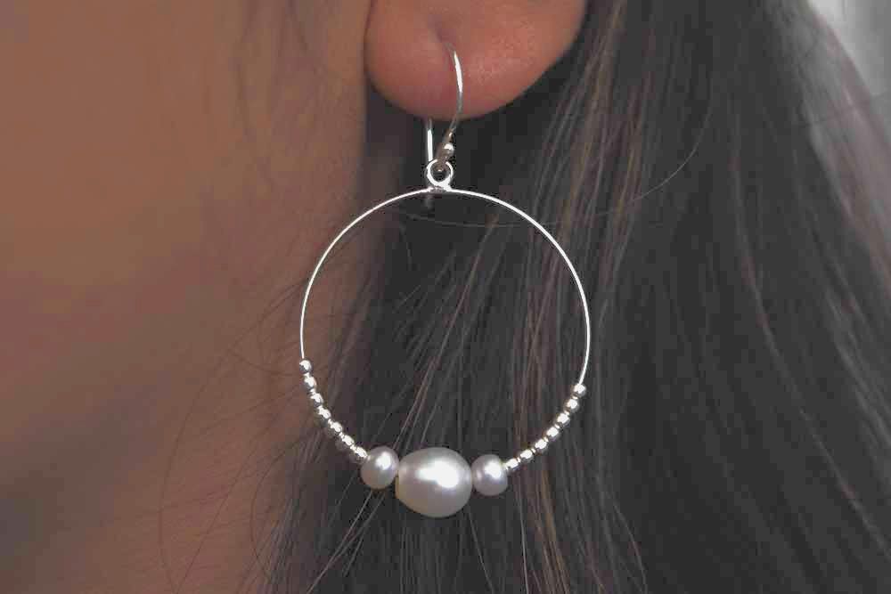 Pearl Biwa Earring .925 Sterling Silver