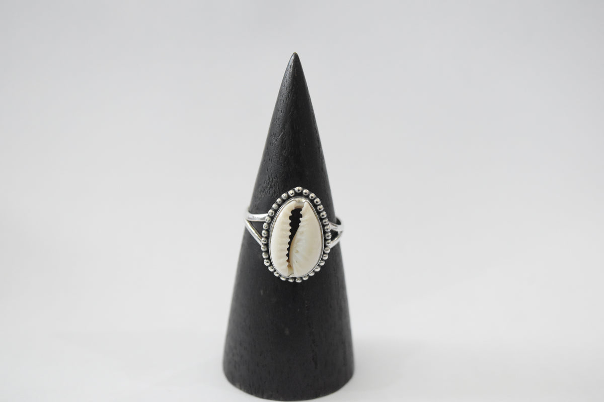 Cowrie Shell Small Ring .925 Sterling Silver