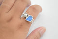 Seaglass Blue + Turtle Ring .925 Sterling Silver