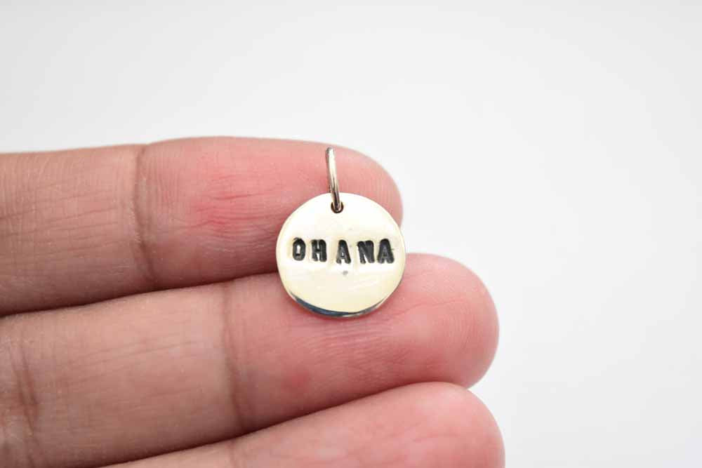 Plain Silver  Ohana Stamp Pendant .925 Sterling Silver