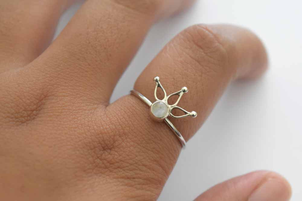 Rainbow Moonstone Ring .925 Sterling Silver
