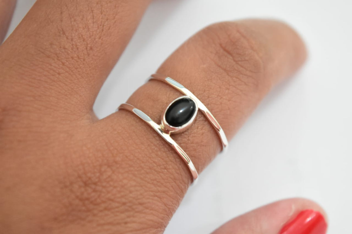 Onyx Skraf Ring .925 Sterling Silver