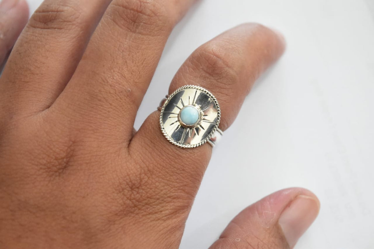 Larimar Ring .925 Sterling Silver