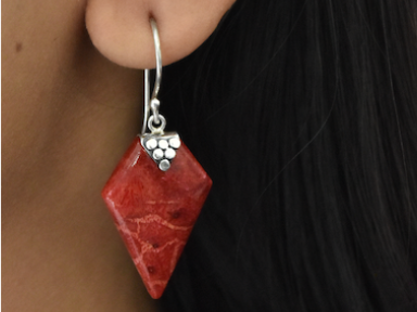 Coral Earring .925 Sterling Silver