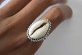 Cowrie Shell Ring .925 Sterling Silver