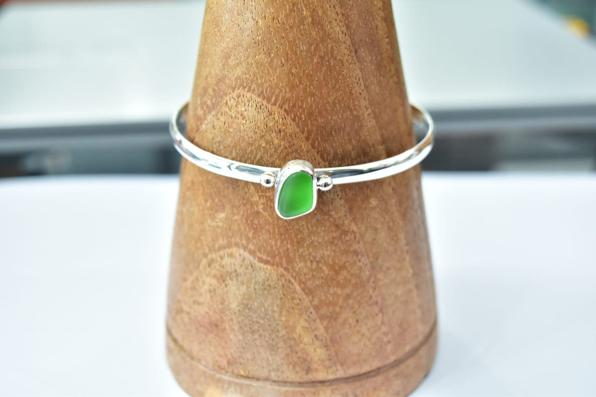 Seaglass Green Bracelet .925 Sterling Silver