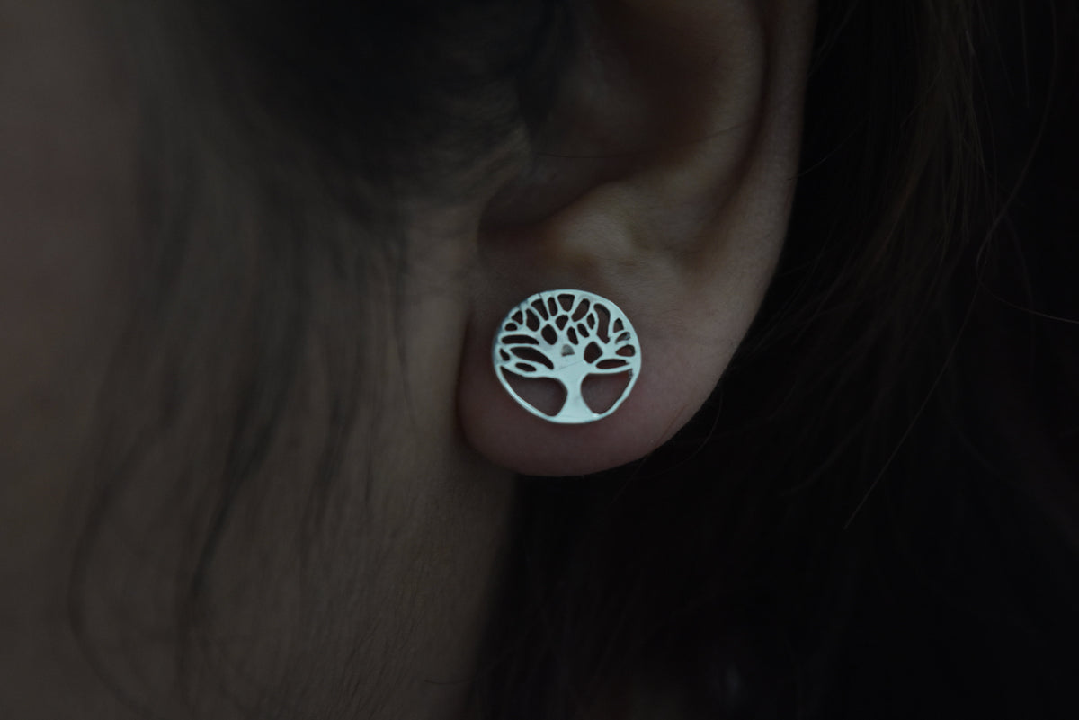 Plain Silver Tree Of Life Earring .925 Sterling Silver