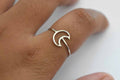 Plain Silver Crescent Ring .925 Sterling Silver