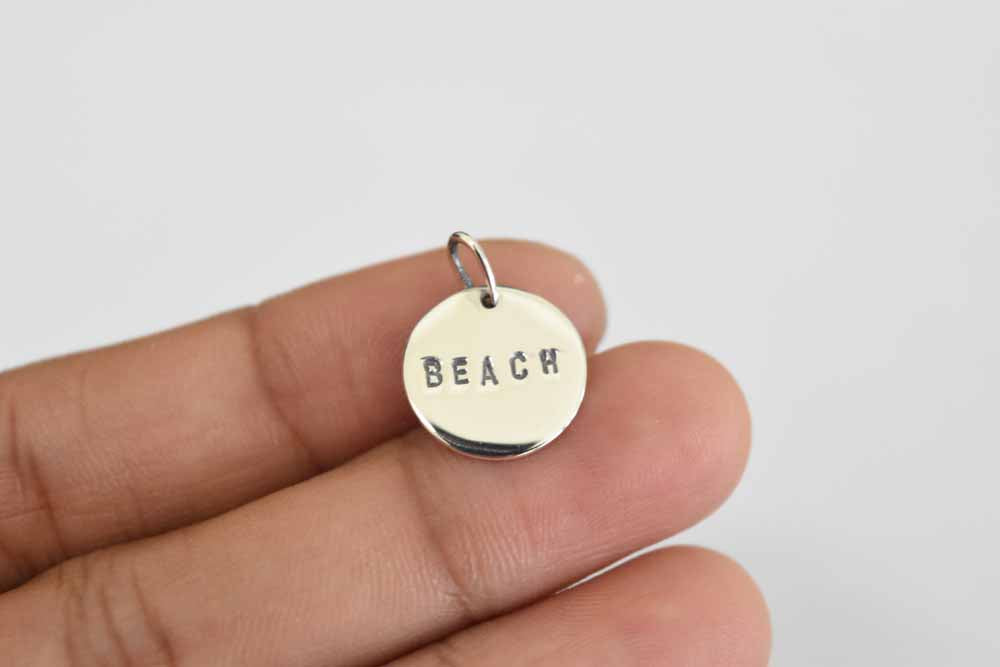 Plain Silver Beach Stamp Pendant .925 Sterling Silver