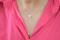 Long Larimar & Pearl Necklace .925 Sterling Silver