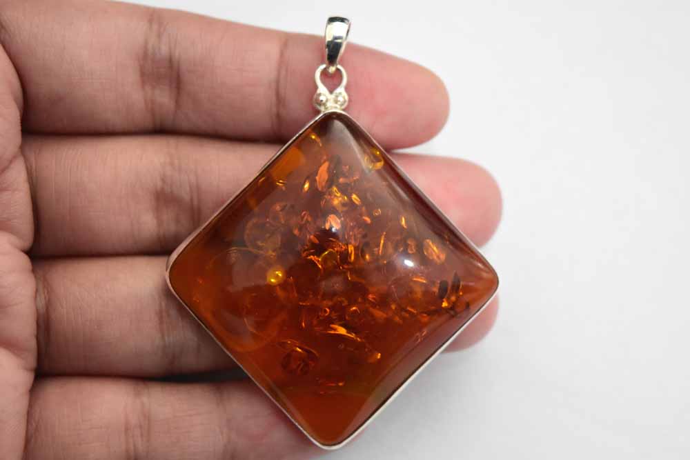 Amber Pendant .925 Sterling Silver
