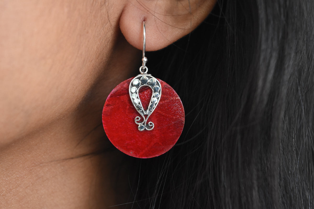 Coral Earring .925 Sterling Silver