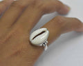 Cowrie Shell Ring .925 Sterling Silver