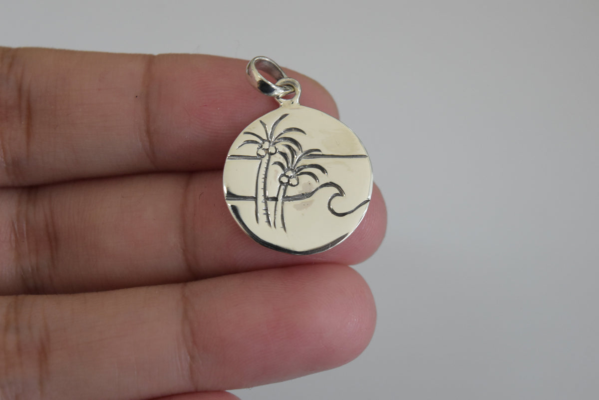 Plain Silver Nature Stamp Pendant .925 Sterling Silver