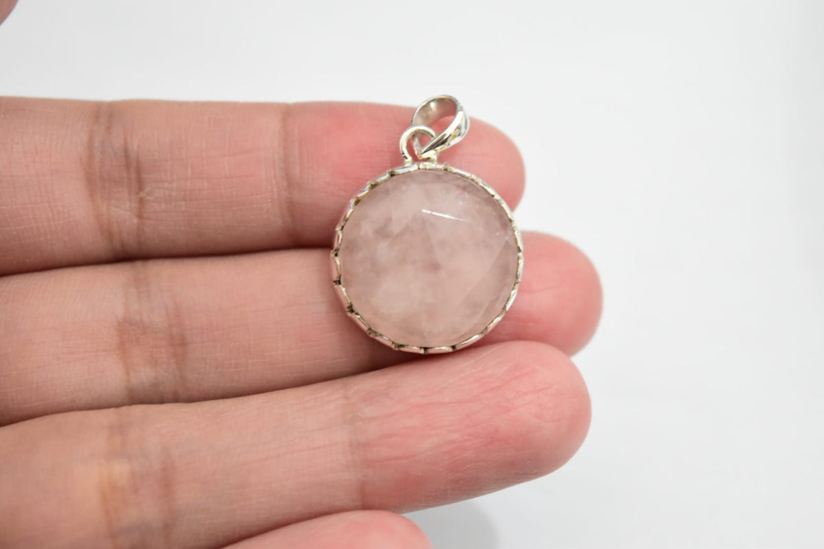 Rose Quartz Pendant .925 Sterling Silver