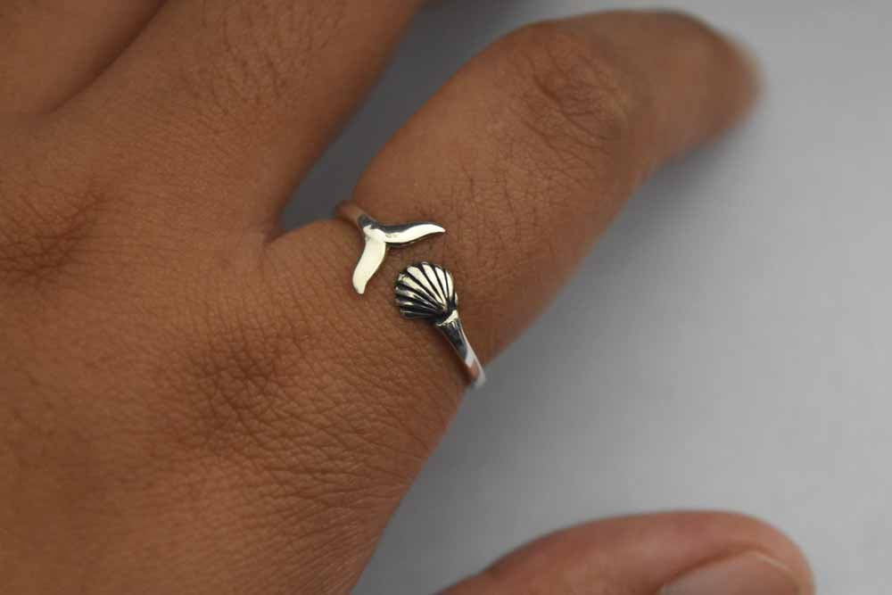 Casting Shell Whale Tail Ring .925 Sterling Silver