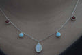Moonstone + Larimar +Turmaline Necklace .925 Sterling Silver