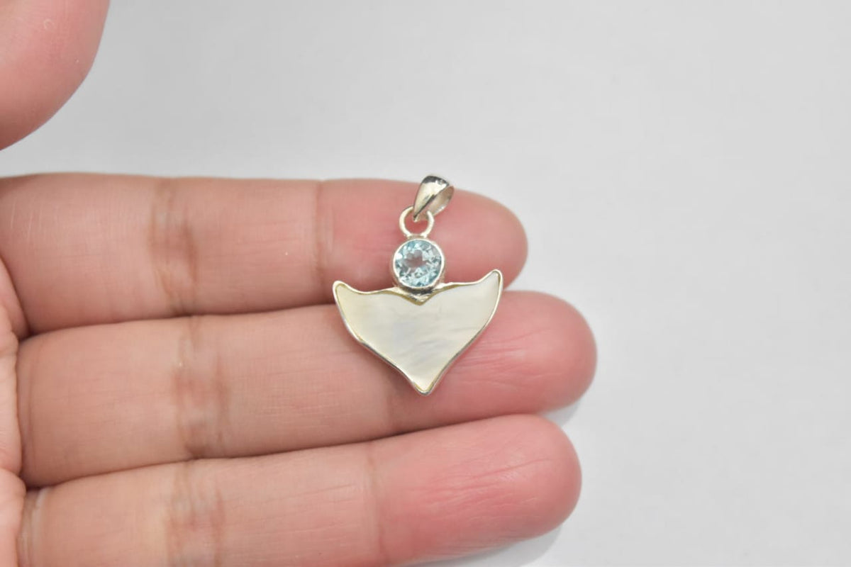 MOP Shell + Topaz Pendant .925 Sterling Silver