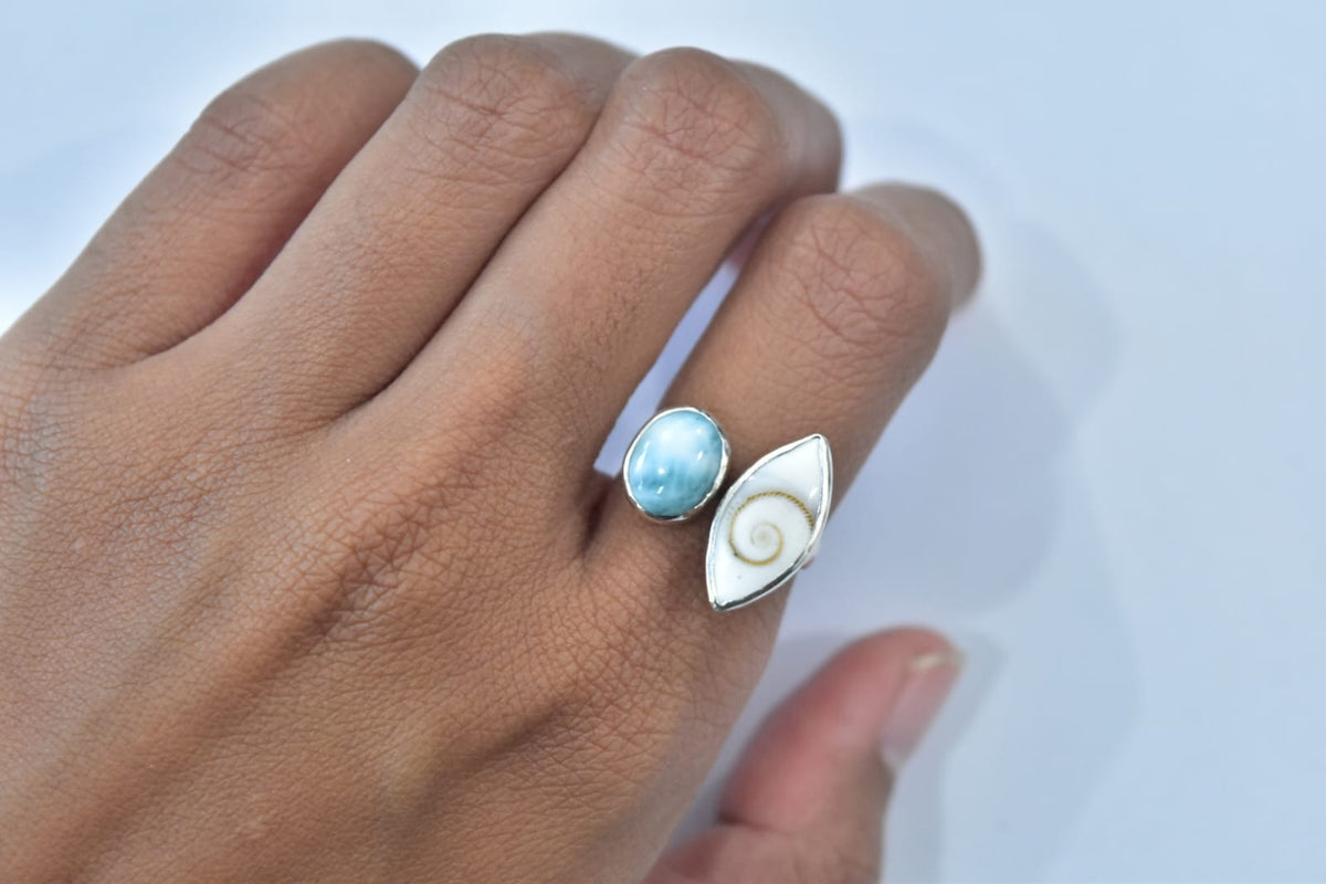 Larimar + Shiva Ring .925 Sterling Silver